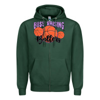 Sports Green busy raising ballers Zipper Hoodie - MaliasSmallBusiness