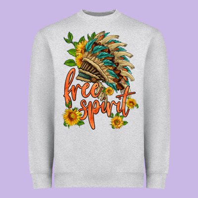 Free Spirit Sunflower And Indian Headdress Heavyweight Sweatshirt Designed By Hra Design Shop
