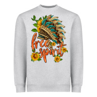 Heather Grey free spirit sunflower and indian headdress Heavyweight Sweatshirt - HRA Design Shop