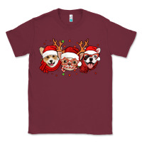 Burgundy christmas dogs corgi chihuahua frenchie Classic Tee - Jasminsmagicworld