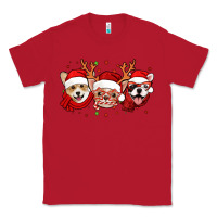 Red christmas dogs corgi chihuahua frenchie Classic Tee - Jasminsmagicworld