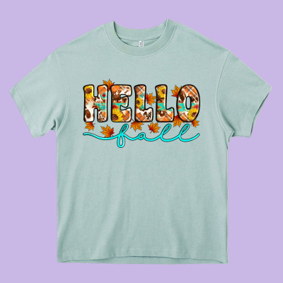 Hello Fall Heavy Core Tee Designed By Artiststas