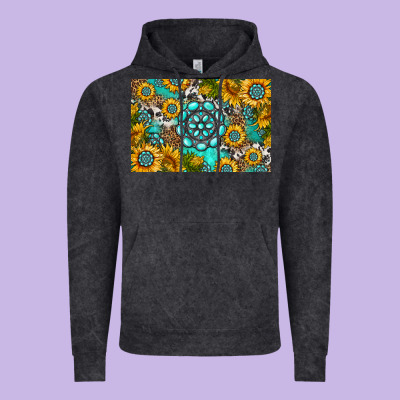 Western Turquoise And Sunflowers Skinny Metal Can Holder Vintage Hoodie Designed By Hra Design Shop
