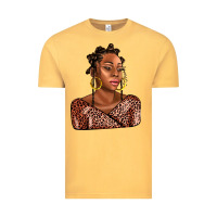 Vintage Mustard afro woman Vintage Tee - AdoDesignShop