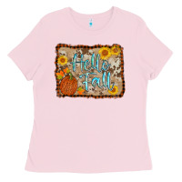 Bubblegum Pink hello fall Ladies Tee - AdoDesignShop
