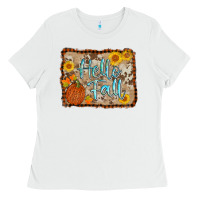 White hello fall Ladies Tee - AdoDesignShop