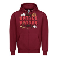 Burgundy hey batter batter swing Zipper Hoodie - MaliasSmallBusiness