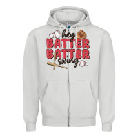 Dove Grey hey batter batter swing Zipper Hoodie - MaliasSmallBusiness