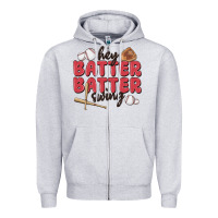 Heather Grey hey batter batter swing Zipper Hoodie - MaliasSmallBusiness