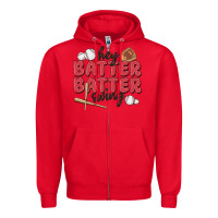 Red hey batter batter swing Zipper Hoodie - MaliasSmallBusiness