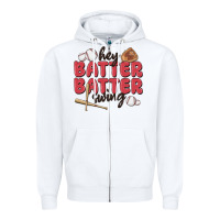 White hey batter batter swing Zipper Hoodie - MaliasSmallBusiness