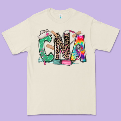 Premium Tee cna nurse tie dye leopard