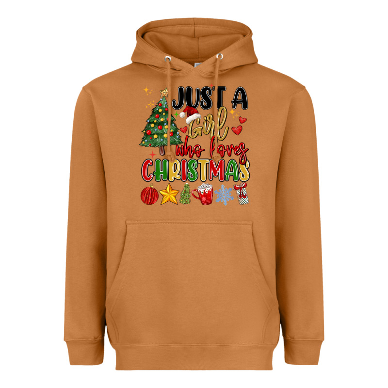 Just A Girl Who Loves Christmas Heavyweight Hoodie by MaliasSmallBusiness | Teevron
