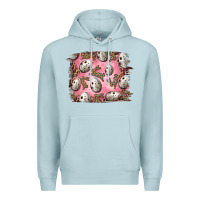 Blue Mist Easter Quail Eggs And Leopard Bunny Premium Hoodie - RanaPortraitStore