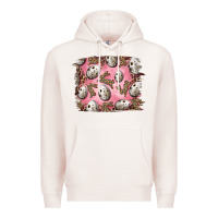 Pale Pink Easter Quail Eggs And Leopard Bunny Premium Hoodie - RanaPortraitStore