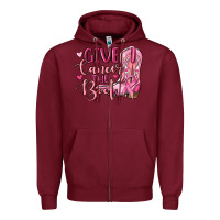 Burgundy give cancer the boot Zipper Hoodie - MaliasSmallBusiness