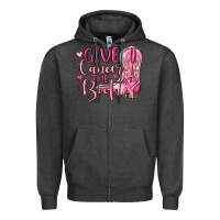 Charcoal Heather give cancer the boot Zipper Hoodie - MaliasSmallBusiness