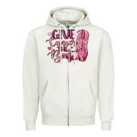 Oatmeal Heather give cancer the boot Zipper Hoodie - MaliasSmallBusiness