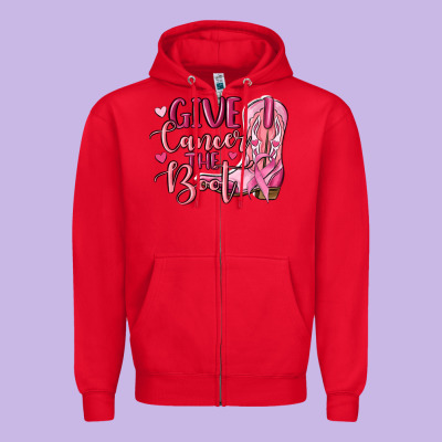 Give Cancer The Boot Zipper Hoodie Designed By Maliassmallbusiness