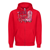 Red give cancer the boot Zipper Hoodie - MaliasSmallBusiness