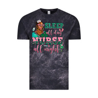 Cloud Black afro  nurse sleep all day nurse all night Vintage Tee - AdoDesignShop