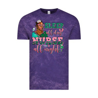 Cloud Purple afro  nurse sleep all day nurse all night Vintage Tee - AdoDesignShop