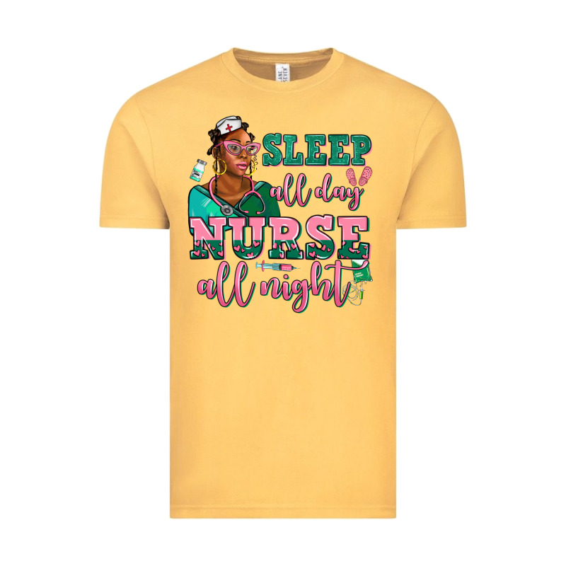 Afro  Nurse Sleep All Day Nurse All Night Vintage Tee by AdoDesignShop | Teevron