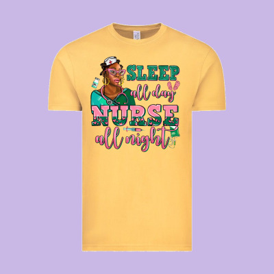 Afro  Nurse Sleep All Day Nurse All Night Vintage Tee Designed By Adodesignshop