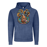 Vintage Denim highland cow horseshoe Vintage Hoodie - JahusDesignShop