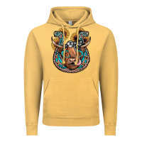 Vintage Mustard highland cow horseshoe Vintage Hoodie - JahusDesignShop