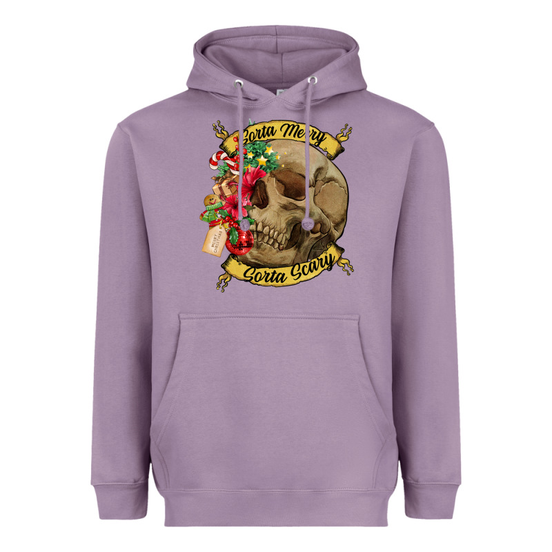Sorta Merry Sorta Scary Skull Heavyweight Hoodie by NancyCooperArtShop | Teevron