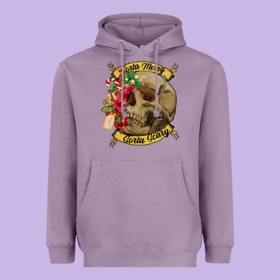 Sorta Merry Sorta Scary Skull Heavyweight Hoodie Designed By Nancycooperartshop