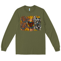 Army Green saddle sunflower horseshoe cowhide leopard background Long Sleeve Tee - Artiststas