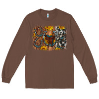Chestnut saddle sunflower horseshoe cowhide leopard background Long Sleeve Tee - Artiststas