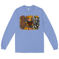 Colony Blue saddle sunflower horseshoe cowhide leopard background Long Sleeve Tee - Artiststas