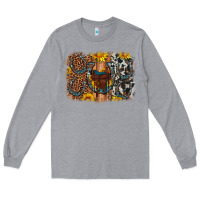 Heather Grey saddle sunflower horseshoe cowhide leopard background Long Sleeve Tee - Artiststas