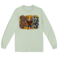 Matcha saddle sunflower horseshoe cowhide leopard background Long Sleeve Tee - Artiststas