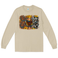 Mushroom saddle sunflower horseshoe cowhide leopard background Long Sleeve Tee - Artiststas