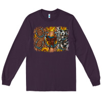 Plum saddle sunflower horseshoe cowhide leopard background Long Sleeve Tee - Artiststas