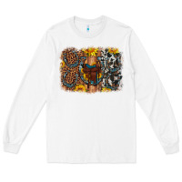 White saddle sunflower horseshoe cowhide leopard background Long Sleeve Tee - Artiststas