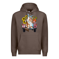 Coffee Easter truck with bunny sunflowers and eggs Premium Hoodie - RanaPortraitStore