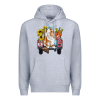 Heather Grey Easter truck with bunny sunflowers and eggs Premium Hoodie - RanaPortraitStore