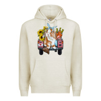 Oatmeal Heather Easter truck with bunny sunflowers and eggs Premium Hoodie - RanaPortraitStore