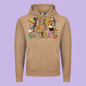 Trick Or Treat Vintage Hoodie Designed By Cowhidedigitalart