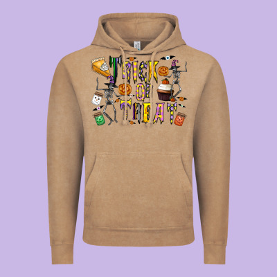 Trick Or Treat Vintage Hoodie Designed By Cowhidedigitalart