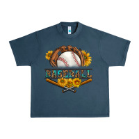 Midnight Navy western baseball with sunflower Urban Heavy Tee - BundleAndBundleShop