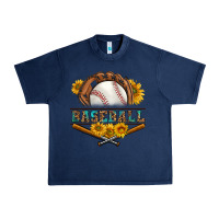 Navy western baseball with sunflower Urban Heavy Tee - BundleAndBundleShop