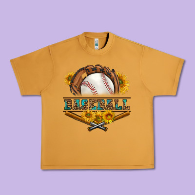 Western Baseball With Sunflower Urban Heavy Tee Designed By Bundleandbundleshop