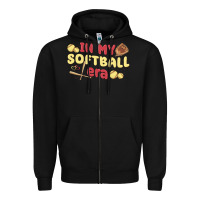 Black in my softball era Zipper Hoodie - MaliasSmallBusiness