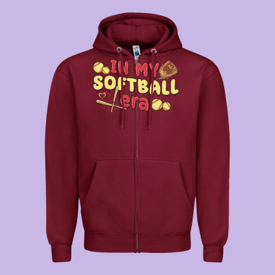 In My Softball Era Zipper Hoodie Designed By Maliassmallbusiness